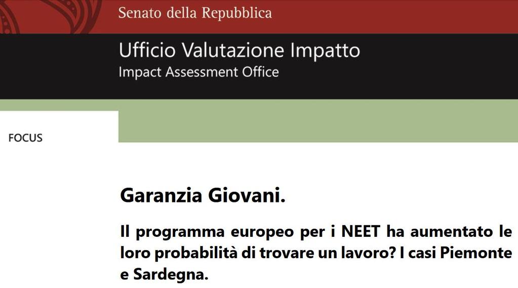 Analisi razionale delle politiche pubbliche linee di ricerca la valutazione ex post B. verifica dell impatto Un esempio https://www.senato.