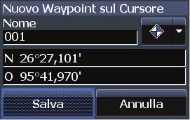 Premere Enter per aprire la finestra di dialogo Nuovo Waypoint.