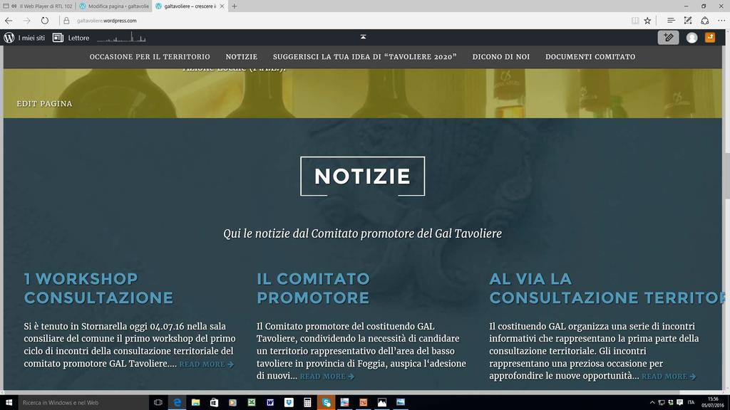 SITO WEB temporaneo per la partecipazione alla fase