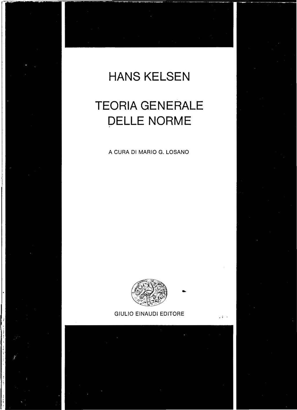 HANS KELSEN TEORIA GENERALE DELLE NORME A CURA