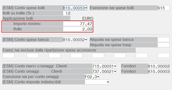 Il blocco <DatiBollo> verrà automaticamente inserito nel file xml quando nel documento il totale delle righe esenti (cioè quelle con codice di esenzione con opzione Applicazione bollo impostato a S