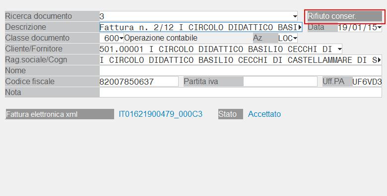 L operazione di rifiuto va a sottrarre dalla colonna Utilizzato il numero o lo spazio corrispondente ai documenti non accettati dal sistema di conservazione; il successivo invio produrrà nuovamente l