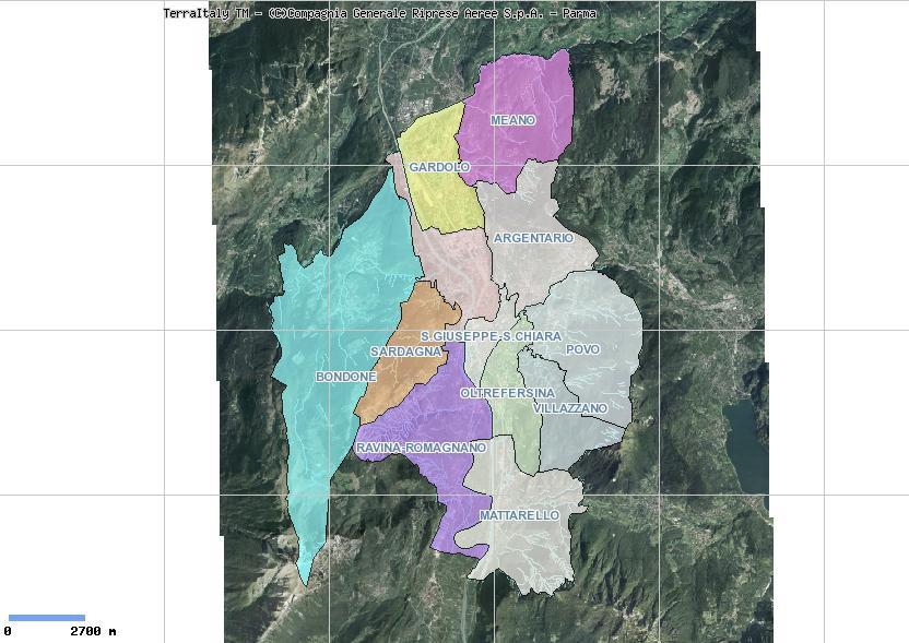 Il Comune di Trento Territorio complesso ed articolato suddiviso in 12 Circoscrizioni Abitanti al 31.12.2014: 117.