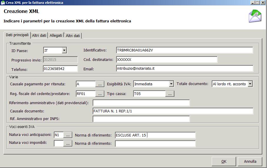 Compare il seguente messaggio che avvisa che è già presente una fattura elettronica collegata alla fattura modificata, rispondere Sì Si apre la seguente schermata da