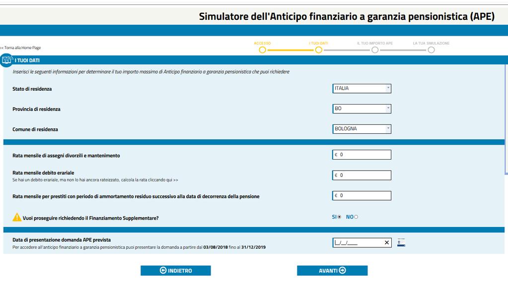 CONCEDIBILE, occorre indicare l importo della pensione mensile lorda maturata.