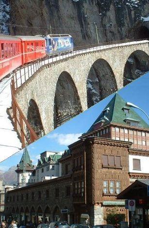 6 -Trenino rosso UNESCO Bernina+Albula FD Treno Tirano St.Moritz Thusis e visita città di St.Moritz stazione di St.Moritz 15 minuti percorso del treno fino a St.