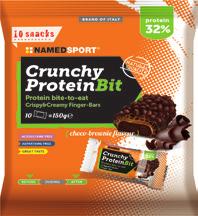 8,99 da 9,99 2,25 da 2,50 NAMED CRUNCHY PROTEINBIT Choco-brown Pratico sachetto contenente 10 minibarrette proteiche al 32%, ricoperte con un croccante strato di cioccolato al latte. 15 g.