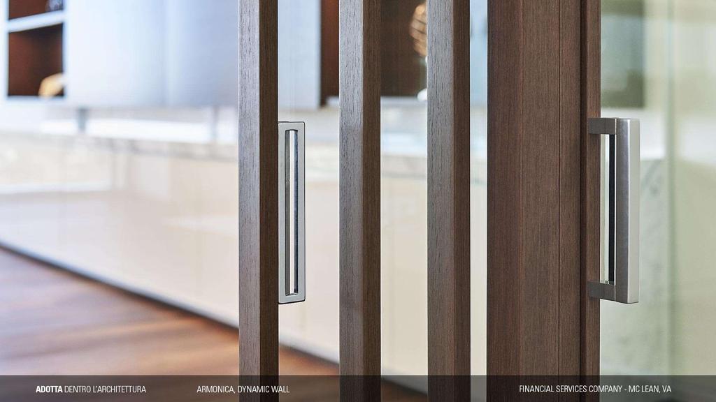 ARMONICA DYNAMIC WALL CONCEPT DOORS Armonica, created and designed by Adotta s Research and Development Department, with specific anodized treatment, gives aluminum a wide range of finishes which