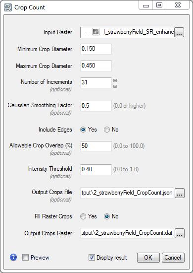 Workflow Envi Crop Science 3 Crop counting Data qualsiasi immagine georiferita, l algoritmo cerca