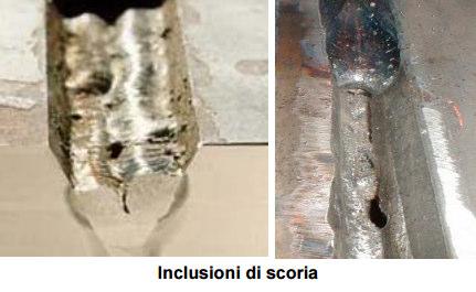 Difetti di saldatura G3 Inclusioni solide Si tratta di sostanze estranee di vario genere intrappolate nel metallo fuso (imperfezioni operative).