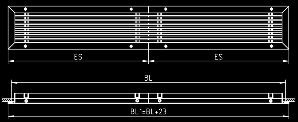 divisa in due con lunghezza nastro BL 2025 mm suddiviso con lunghezze nastro BL > 2025