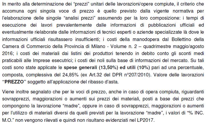 RIFERIMENTO A LISTINI / LISTINI PREZZI UFFICIALI DELLA ZONA Alcuni