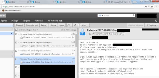 PASSAGGIO 18 Il sistema Service Desk invia in automatico delle E-MAIL DI NOTIFICA alla vostra casella di posta elettronica