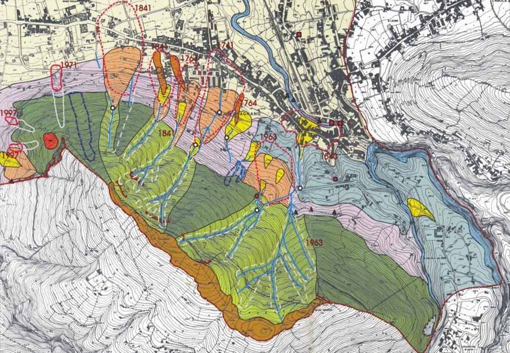 2. I contesti geologici e le caratteristiche delle colate di fango 17 Fig. 2.6. Carta geomorfologia del versante settentrionale di M. Pendolo.