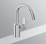 Interasse corpo/bocca di erogazione 192 mm. Altezza bocca 302 mm. Cartuccia 47 mm con copertura in acciaio inox. Sistema EKO. Sistema di fissaggio a vite M32x1,5. Tubi flessibili con attacco G3/8.