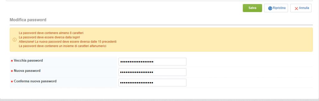 Modifica Dati Aziendali 15 Per modificare le informazioni dell utente registrato, dopo aver inserito Username e