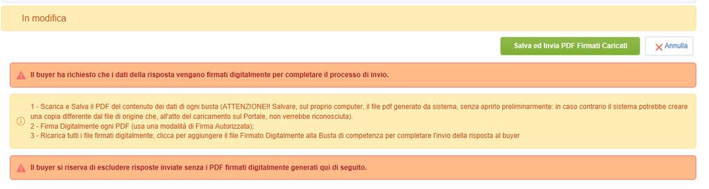 Presentazione dell offerta (Sottoscrizione) 52 Caricati i PDF firmati digitalmente delle buste confermarne il salvataggio e l invio degli stessi cliccando su «Salva