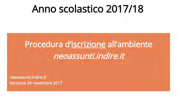 Il primo passo: l iscrizione http://neoassunti.indire.