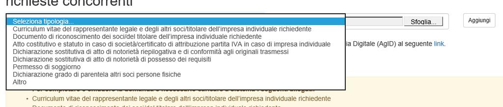 Figura 101 Domanda e allegato caricati Solo dopo aver caricato la domanda, sarà possibile visualizzare e selezionare dal menù a tendina gli allegati da caricare nel sistema (Figura 102).