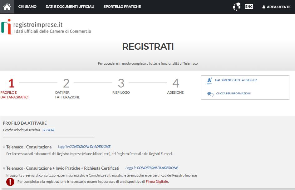 REGISTRAZIONE Compilare i campi con i propri dati