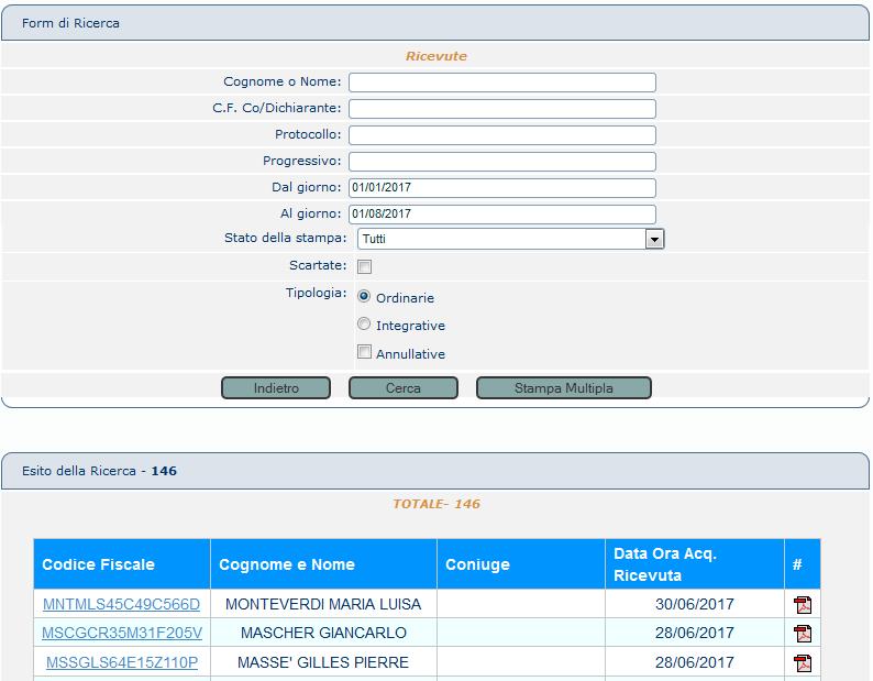 4. Istruzioni scarico Ricevute Ministeriali 2017 Sono disponibili le Ricevute Ministeriali dei Modelli 730/2017. E possibile stamparle SINGOLARMENTE oppure TUTTE INSIEME.