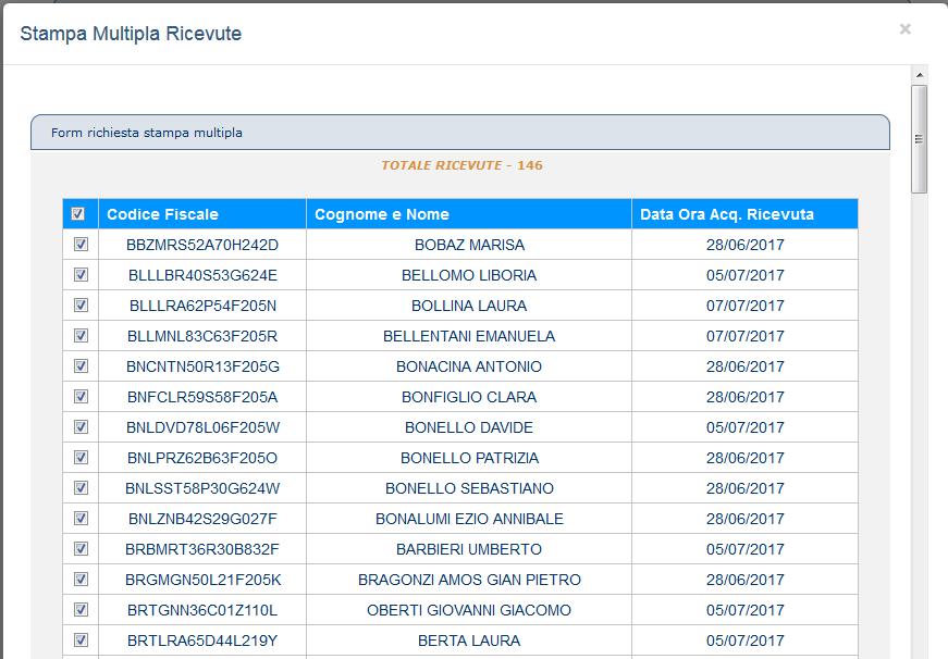 Codice Centro Raccolta, il Codice sportello (000...), la password assegnata e confermate con Login ; - selezionate la voce Ricevute ministeriali e poi Prosegui.