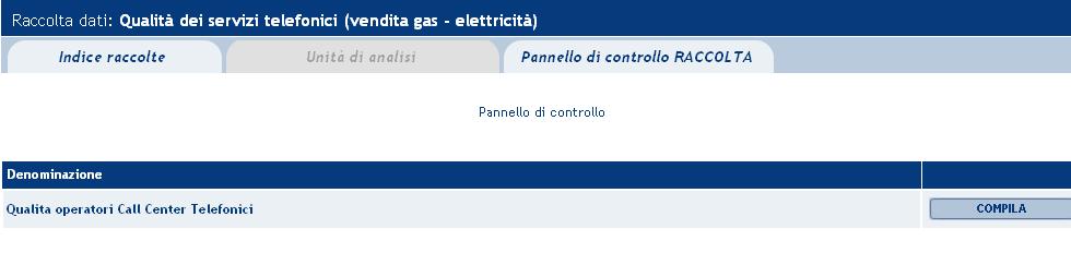 Dal pannello di controllo, cliccando sul pulsante Compila, si accede all elenco delle schede da compilare.