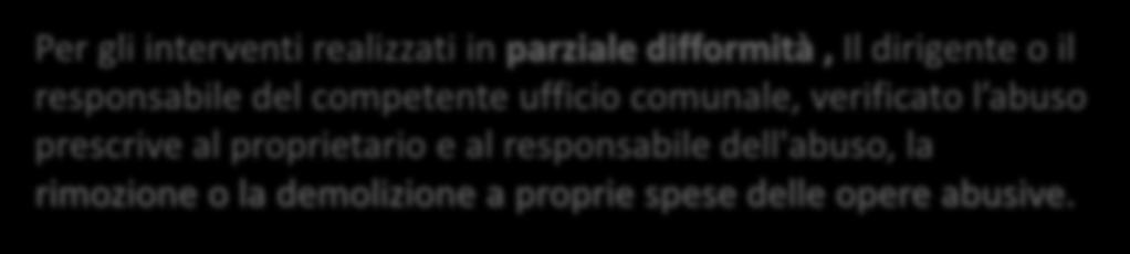 art. 34 dpr 380/2001 Per gli interventi realizzati in parziale difformità, Il dirigente o il responsabile del competente