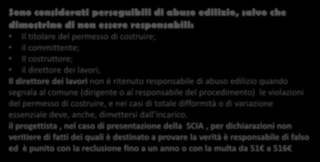 procedimento) le violazioni del permesso di costruire, e nei casi di totale difformità o di variazione essenziale deve, anche, dimettersi dall incarico.