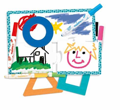 Quattro puzzle da creare su cui si può scarabocchiare e colorare grazie agli stencil delle forme e ai pennarelloni studiati per i bambini più