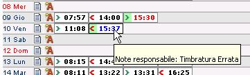 Cancellazione timbratura da Orologio Il Responsabile può effettuare la richiesta di annullamento di timbrature da Orologio nel cartellino del proprio afferente, le quali risulteranno AUTOMATICAMENTE