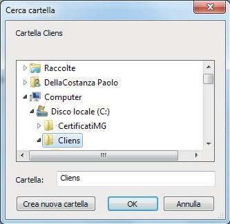 Passo 3: impostazione Backup Una volta conclusa la procedura di installazione, verrà mostrata la seguente schermata: Cliccare la voce Seleziona la cartella Cliens.