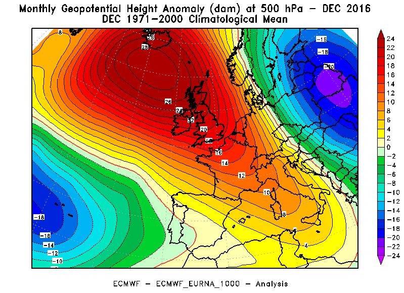 Considerazioni generali La stagione invernale 2016/2017 è stata caratterizzata da due mesi, dicembre 2016 e febbraio 2017, con temperature superiori alla media del periodo 1971-2000 di oltre 2 C e