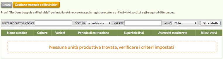 Trappole e rilievi visivi Una volta definite le soglie di intervento di cui tenere conto in azienda si può procedere all'installazione delle