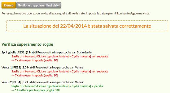 Figura 25 - Controllo superamento soglie Durante il salvataggio delle catture viene eseguito anche il controllo del superamento delle soglie di intervento (se queste sono state definite nell'apposita