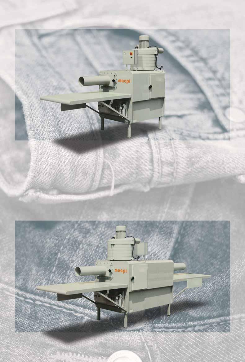 761.01 761.01 - Machine for trousers reversing complete with 4 Hp motor, double or simple plug ø 150 mm, with possibility to adjust vacuum power according to the utilized fabric.