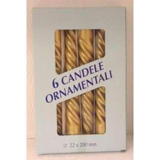 CANDELE CONICHE 20CM, 6 pezzi ORO COD.