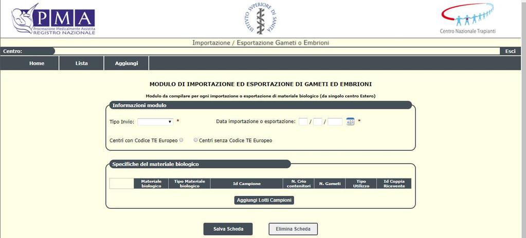 Aggiungi Nella Sezione Aggiungi, c è la possibilità di inserire una nuova movimentazione Salva Scheda: dà all utente la possibilità di salvare il modulo, in automatico si tornerà alla sezione lista e