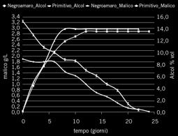 Nei giorni dal 4 al 6 il consumo di acido malico ha subito un rallentamento con una variazione della concentrazione da 2,40 g/l a 2,27 g/l.