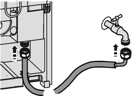 Avviamento - Fra il tubo flessibile e l attacco dell acqua per uso domestico deve essere previsto un rubinetto di intercettazione per poter interrompere, se necessario, l alimentazione dell acqua.
