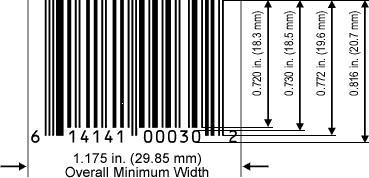 5.9.6.2 Background Many printer users have asked if the magnifications in the 75 to 80 percent range for EN/UPC symbols printed by thermal and laser on-demand printers are acceptable for use.