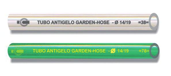 GARDEN tubo per mandata passaggio acqua per floricoltura e agricoltura. Tubo PVC antigelo trasparente molto flessibile e maneggevole. Colori: verde e neutro.