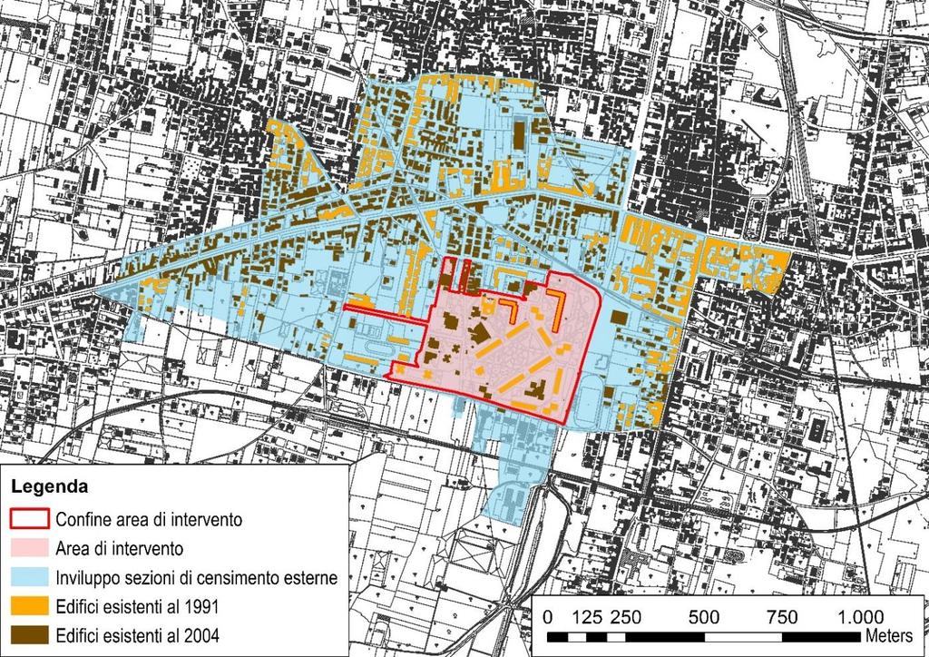 Indici urbanistico-edilizi calcolati: Figura 12- Esempio di analisi cartografica su area di intervento Marigliano - Rapporto di copertura = - Densità