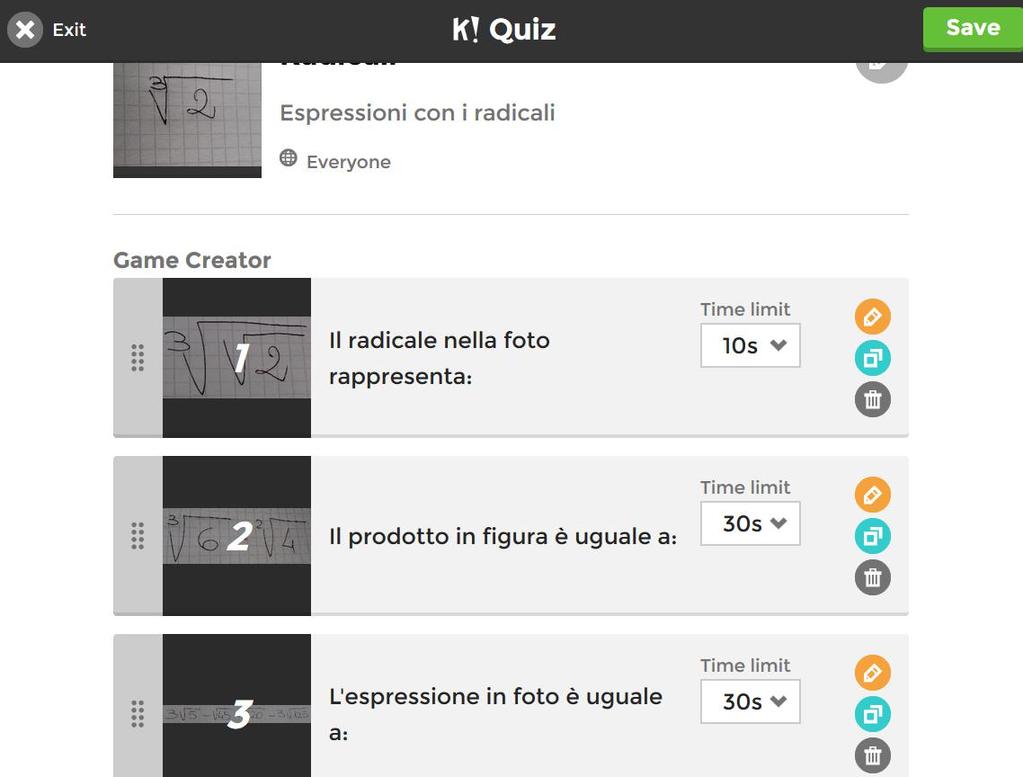 Preparare test -Kahoot Clic su