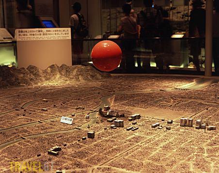 Figura 61 Un triciclo colpito dai raggi di Little Boy Figura 62 Un grafico che mostra la posizione dell esplosione della bomba sopra le rovine di Hiroshima L edificio inoltre è sopraelevato, per