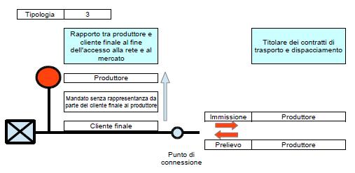 Profili contrattuali Tipo 3: in questo caso il cliente finale e il produttore sono due soggetti diversi e i prelievi e le immissioni in rete sono gestite dal produttore.