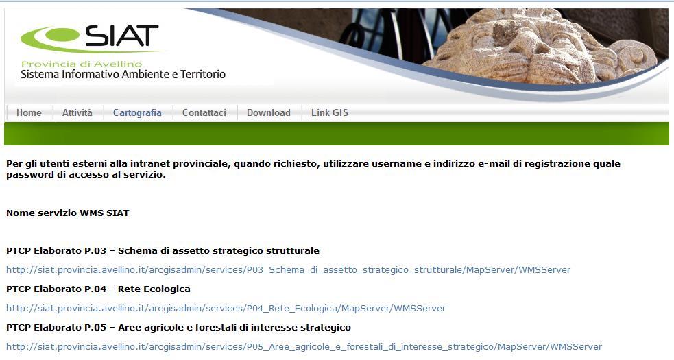 Modalità di accesso e di utilizzo del servizio WMS