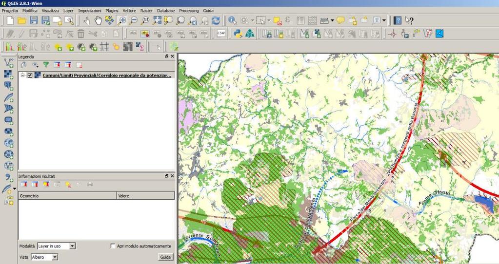 Servizio WMS tramite QGIS Verrà visualizzata la mappa del SIAT a cui è