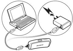 Per caricare SmartBand 1 Collegare un'estremità del cavo USB al caricabatterie o alla porta USB di un computer. 2 Collegare l'altra estremità del cavo nella posta micro USB di SmartBand.