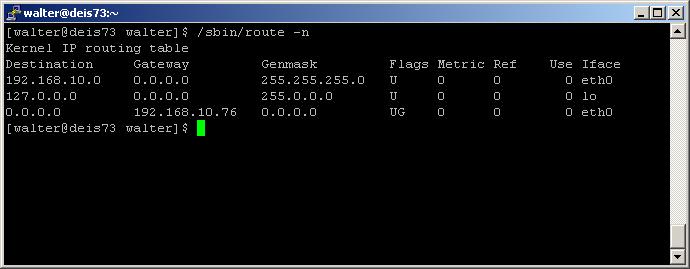 Esempio 1: host semplice (Linux) Gateway = 0.0.0.0 & Iface = ethn consegna diretta Gateway = 0.